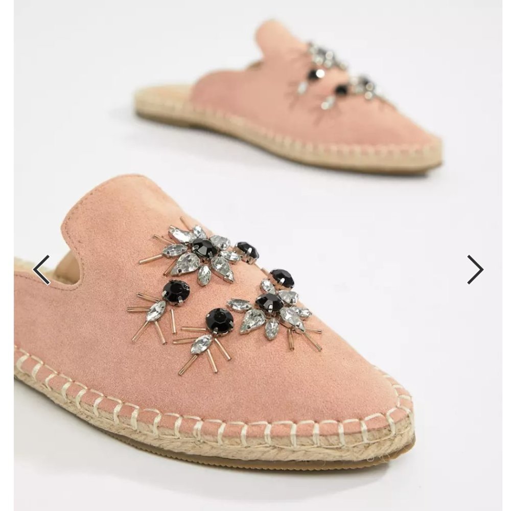 London Rebel Wide Fit Embellished Espadrille mules